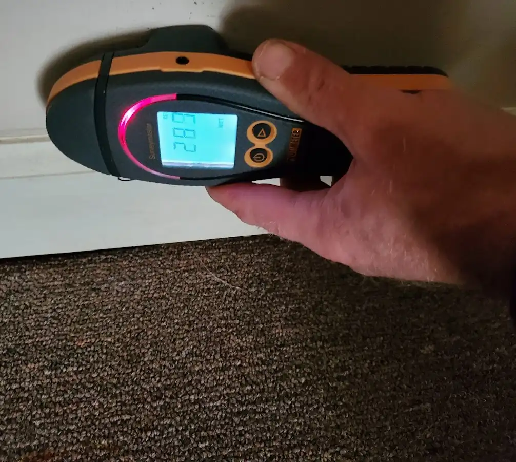 Moisture detection at baseboard during Sewage Cleanup & Sanitation in Garfield Heights